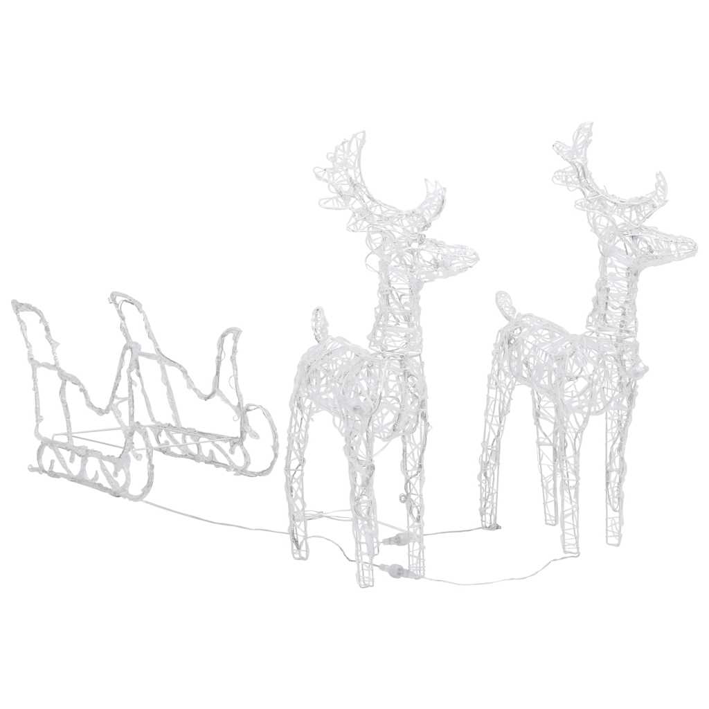 

vidaXL Reindeers & Sleigh Christmas Decoration 160 LEDs 51.2" Acrylic