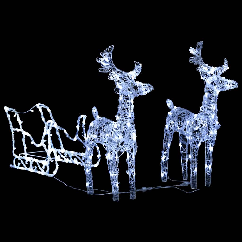 

vidaXL Kerstversiering rendieren en slee 160 LED's 130 cm acryl
