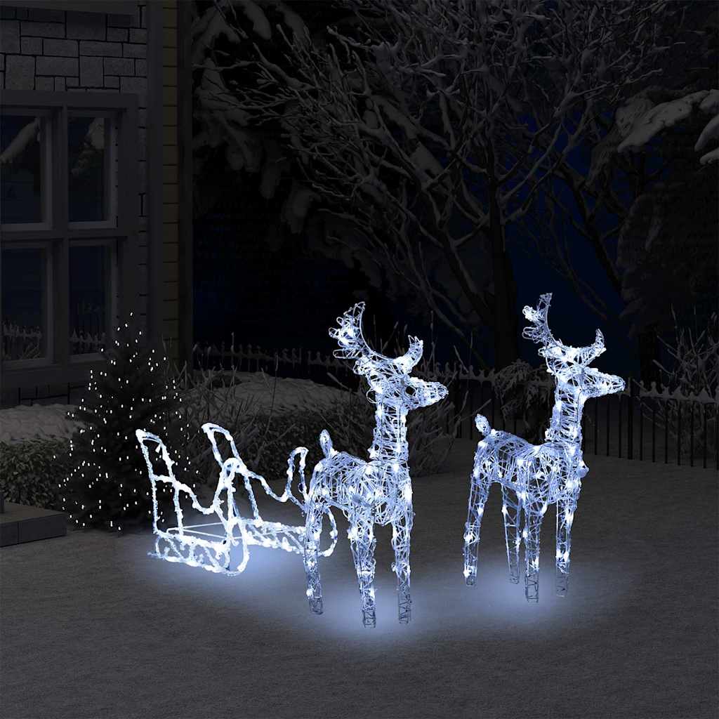 Rensdyr Og Kane Julefigur 160 LED'er Akryl - Kold hvid / 18 x 8.5 x 55 cm (2 stk.)