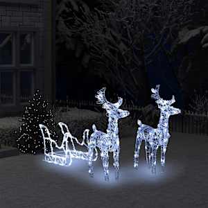 Vánoční sobi se sáněmi 160 LED 130 cm akryl - obrázek 1