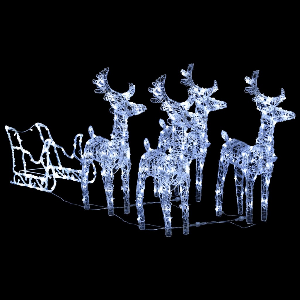 

vidaXL Kerstversiering rendieren en slee 240 LED's acryl