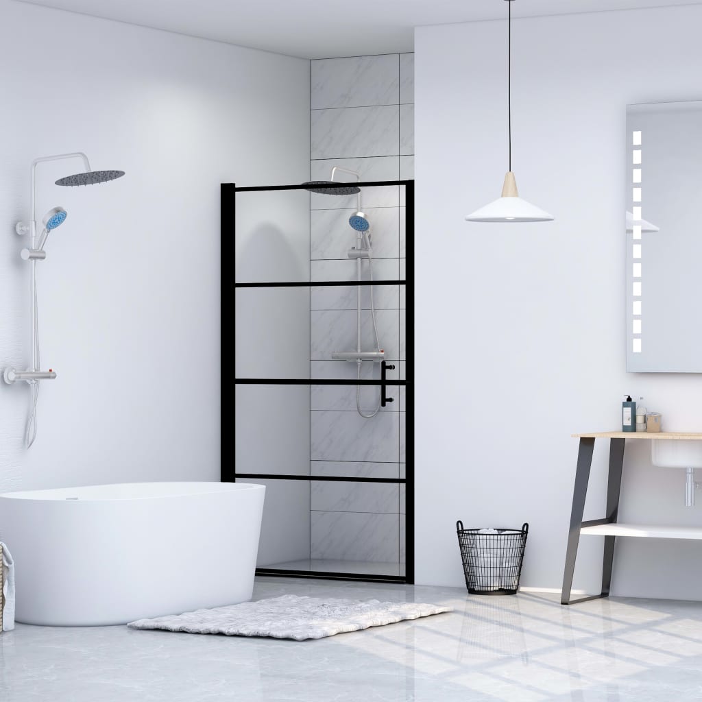 vidaXL Ușă de duș, negru, 100 x 178 cm, sticlă securizată vidaXL