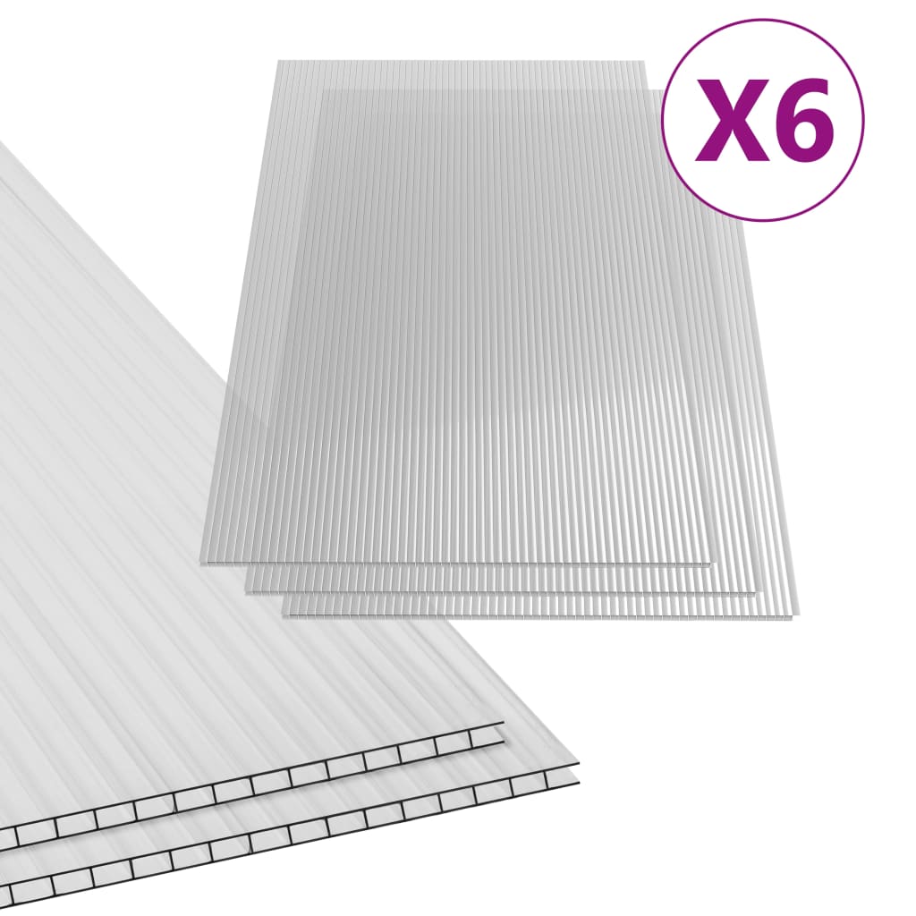 vidaXL Polycarbonate Sheets 6 pcs 4 mm 113x60.5 cm