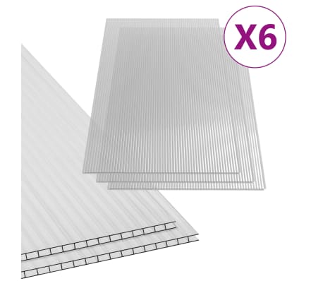 vidaXL polykarbonatplader 6 stk. 4 mm 113x60,5 cm