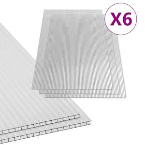 vidaXL Polikarbonato lak&scaron;tai, 6vnt., 113x60,5cm, 4mm