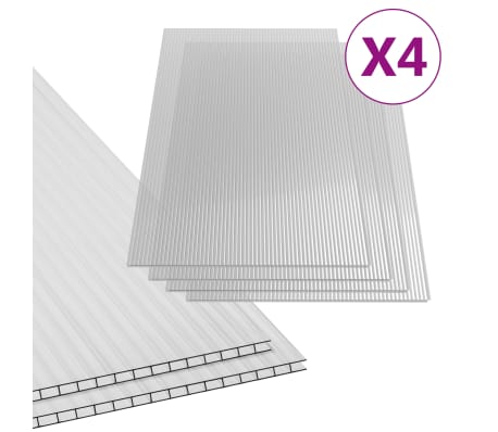 vidaXL 4x Feuilles de Polycarbonate Serre D/ôme G/éod/ésique Projet de Construction Incassable R/ésistant aux Intemp/éries 4 mm 113x60,5 cm