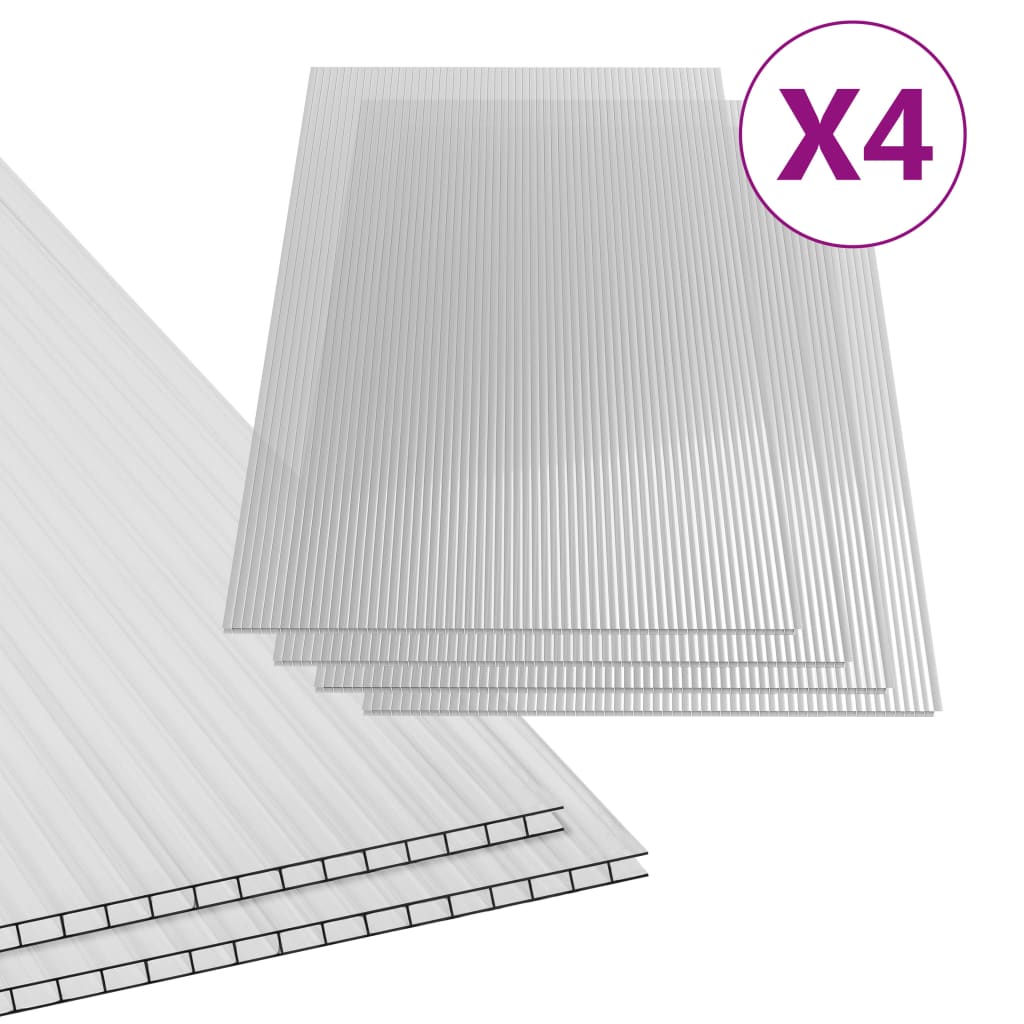 vidaXL Paneles de policarbonato 4 unidades 6 mm 140x61 cm