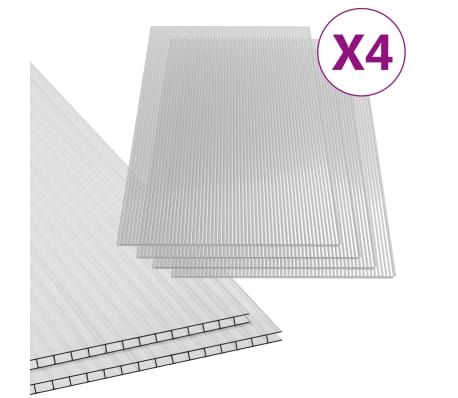 vidaXL Polycarbonaatplaten 4 st 6 mm 140x61 cm