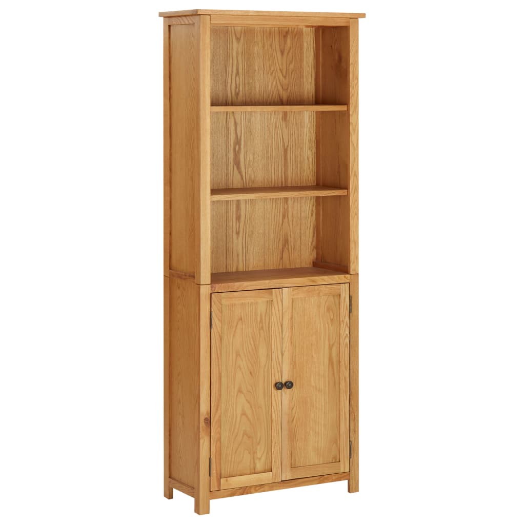 Image of vidaXL Bookcase with 2 Doors 70x30x180 cm Solid Oak Wood