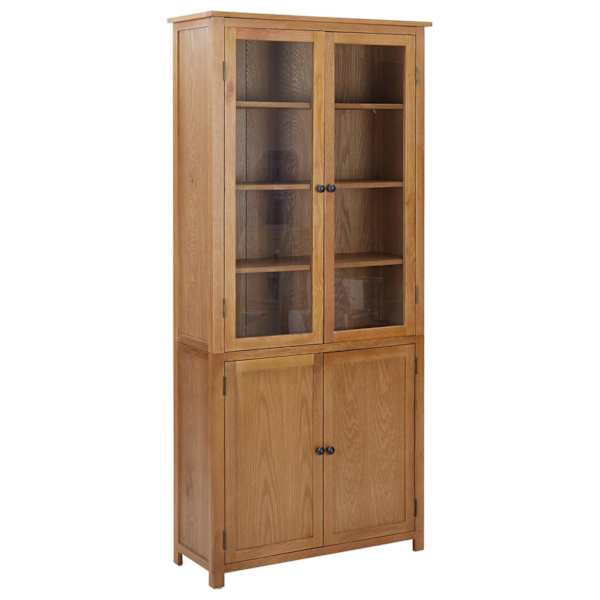vidaXL raamaturiiul 4 uksega 90 x 35 x 200 cm, tammepuit ja klaas