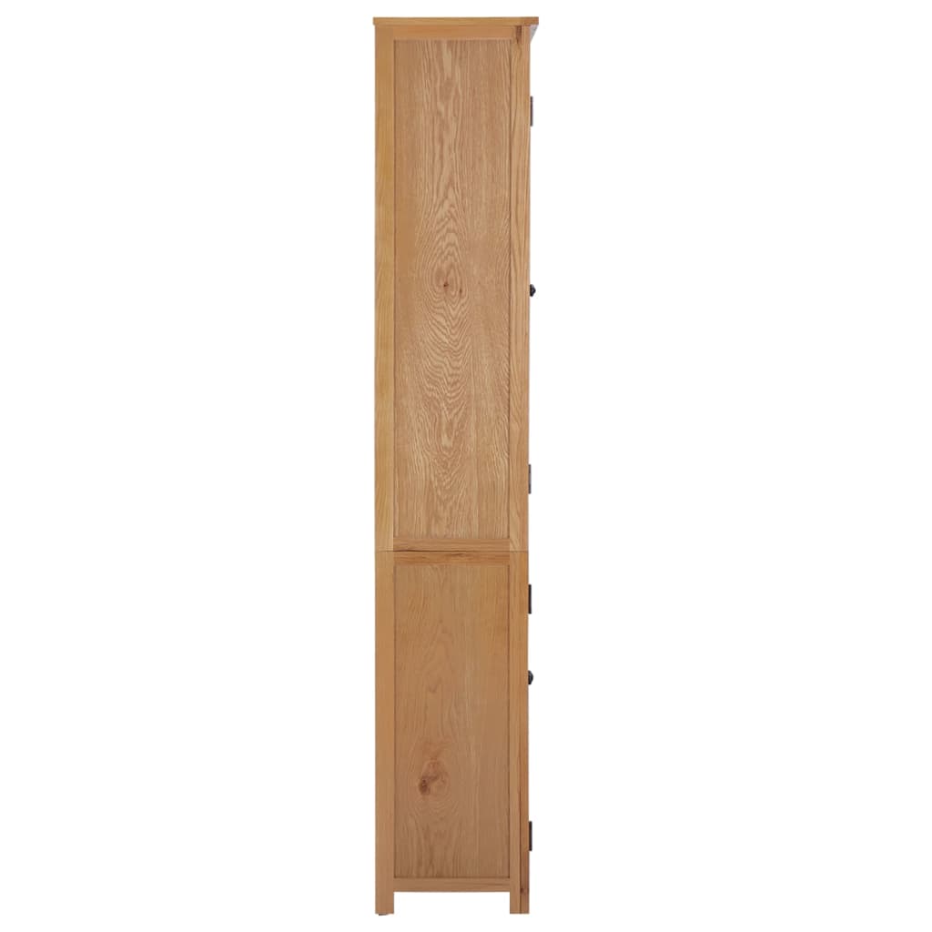 vidaXL Bookcase 4 Doors 35.4"x13.8"x78.7" Solid Oak Wood and Glass