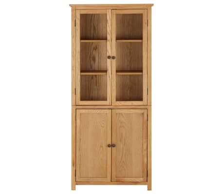 vidaXL Βιβλιοθήκη με 4 Πόρτες 80x35x180 εκ. Μασίφ Ξύλο Δρυός και Γυαλί