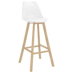 vidaXL Baro taburetės, 2vnt., baltos spalvos, PP ir bukmedžio masyvas