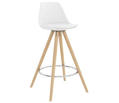 vidaXL Baro taburetės, 2vnt., baltos spalvos, PP ir bukmedžio masyvas