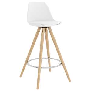 vidaXL Baro taburetės, 2vnt., baltos spalvos, PP ir bukmedžio masyvas