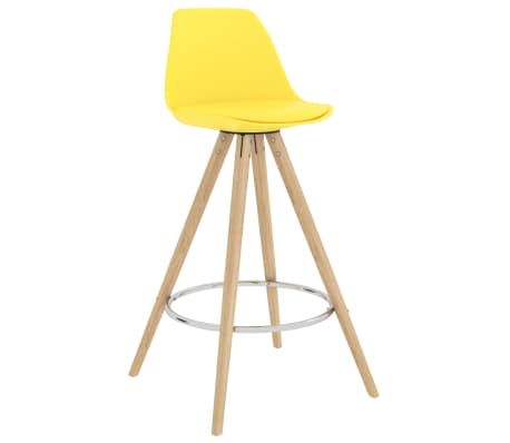 vidaXL Baro taburetės, 2vnt., geltonos, PP ir bukmedžio masyvas