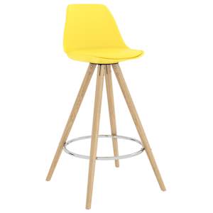 vidaXL Baro taburetės, 2vnt., geltonos, PP ir bukmedžio masyvas