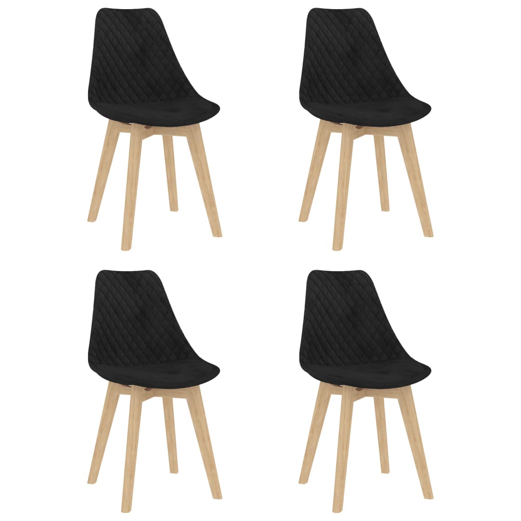 Jedálenské stoličky 4 ks čierne zamatové