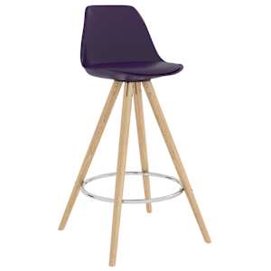 vidaXL Baro taburetės, 2vnt., violetinės, PP ir bukmedžio masyvas