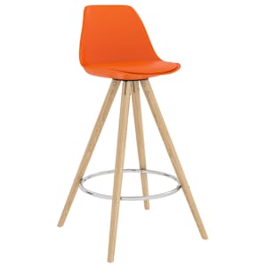 vidaXL Baro taburetės, 2vnt., oranžinės, PP ir bukmedžio masyvas