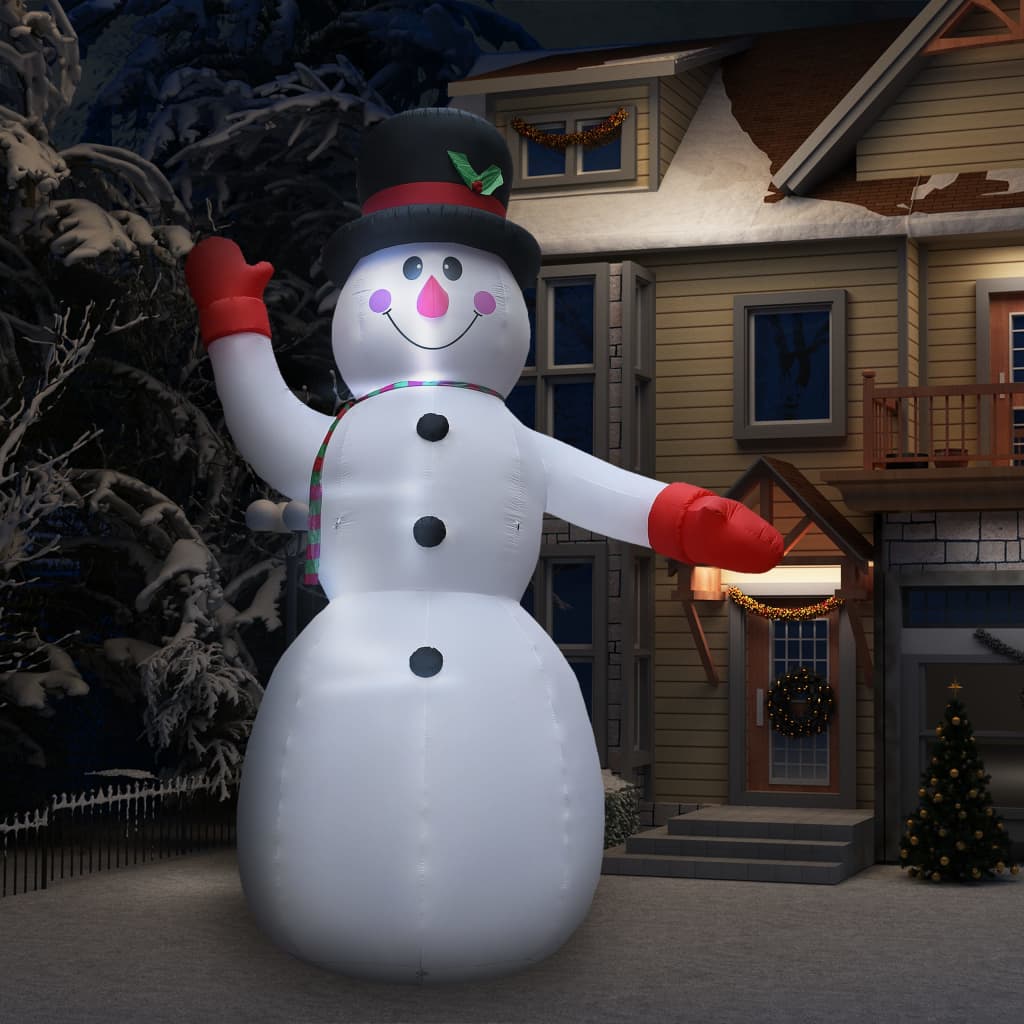 vidaXL Om de zăpadă gonflabil pentru Crăciun cu LED, IP44, 450 cm, XXL vidaXL