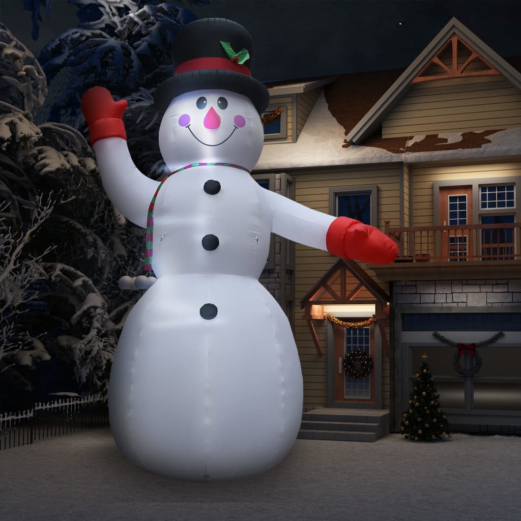 vidaXL Om de zăpadă gonflabil pentru Crăciun cu LED, IP44, 600 cm, XXL vidaXL