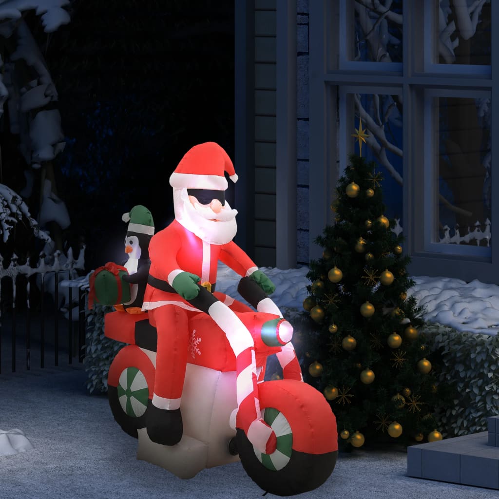 vidaXL Aufblasbarer Weihnachtsmann auf Motorrad LED IP44 160 cm