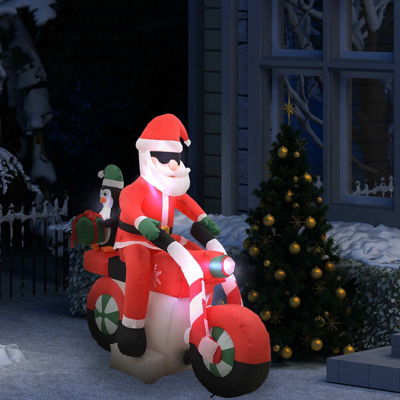 Kerstman opblaasbaar op motorfiets LED IP44 160 cm – Model 3