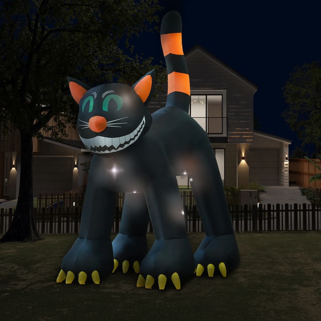 vidaXL Pisică neagră gonflabilă de Halloween cu LED XXL 6 m vidaXL