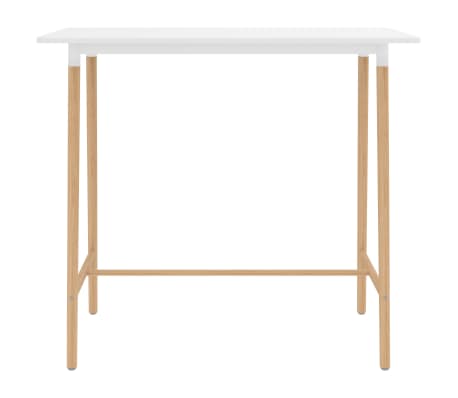 vidaXL Barbord hvit 120x60x105 cm MDF & heltre bøk