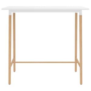 vidaXL Barbord hvit 120x60x105 cm MDF & heltre bøk