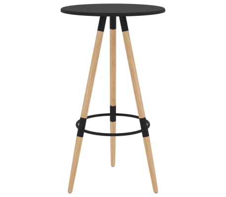 vidaXL Baro stalas, juodas, 60x103cm, MDF ir bukmedžio masyvas