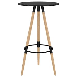 vidaXL Baro stalas, juodas, 60x103cm, MDF ir bukmedžio masyvas