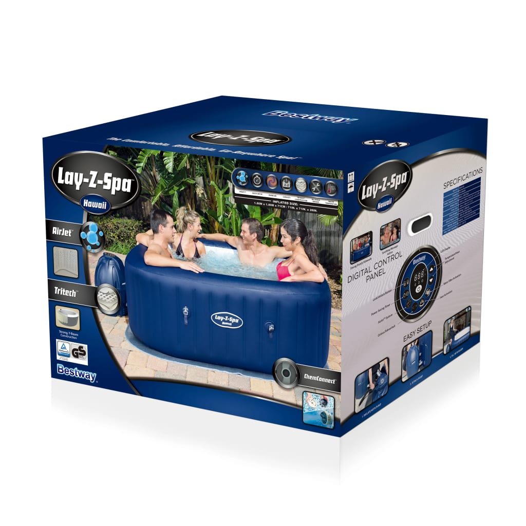 

vidaXL Spabad met ombouw Lay-Z-Spa blauw en zwart