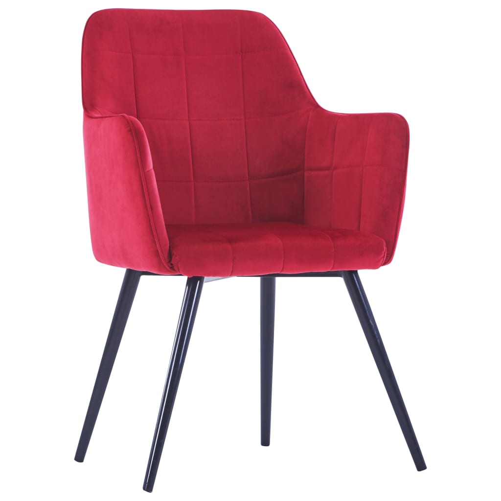 vidaXL Valgomojo kėdės, 6vnt., tamsiai raudonos, aksomas (3x287824)