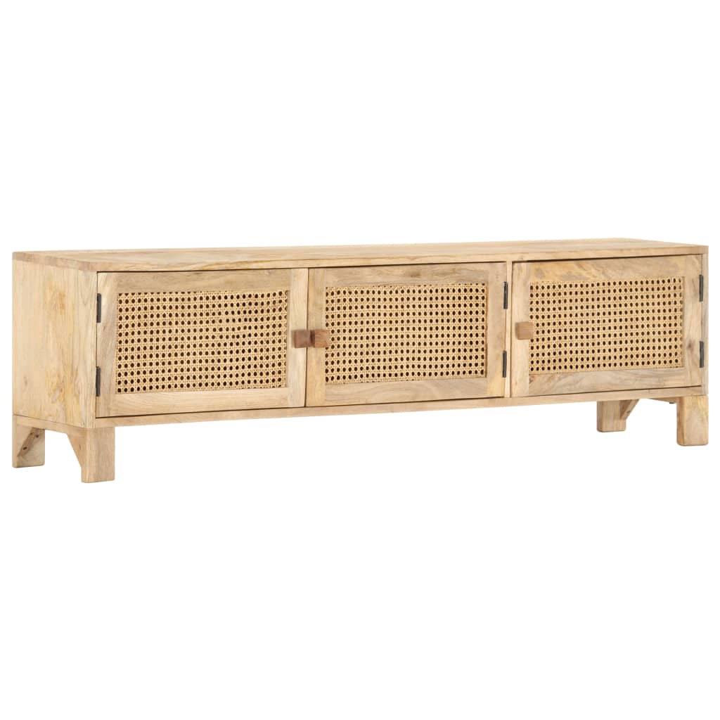 vidaXL TV-Schrank 140x30x40 cm Mango Massivholz und Rohrgeflecht