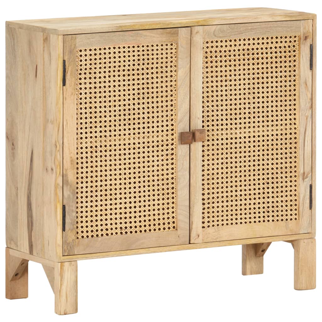 Dressoir 80x30x73 cm massief mangohout en natuurlijk riet image 13