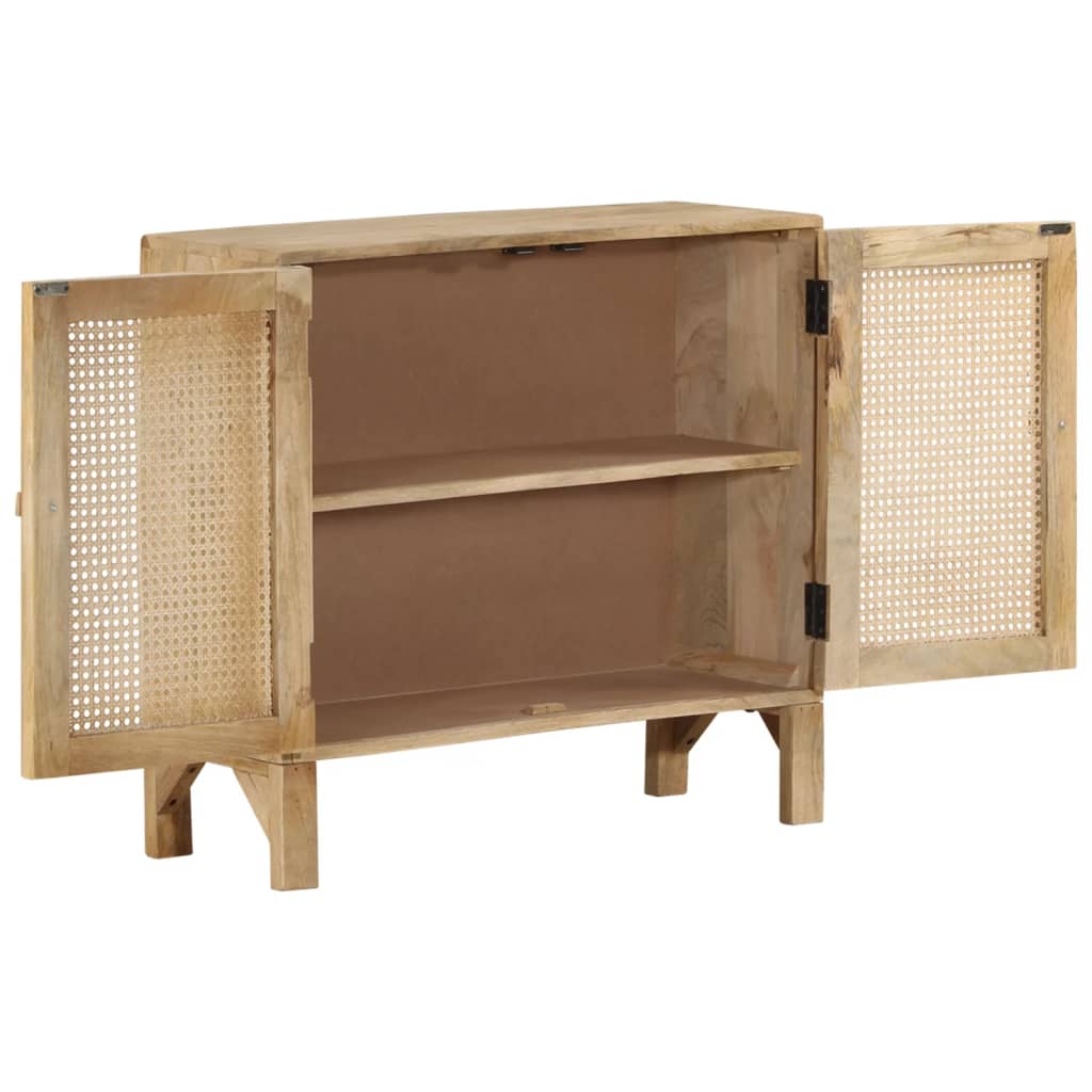 Thumbnail - vidaXL Sideboard 80x30x73 cm Mango Massivholz und Rohrgeflecht