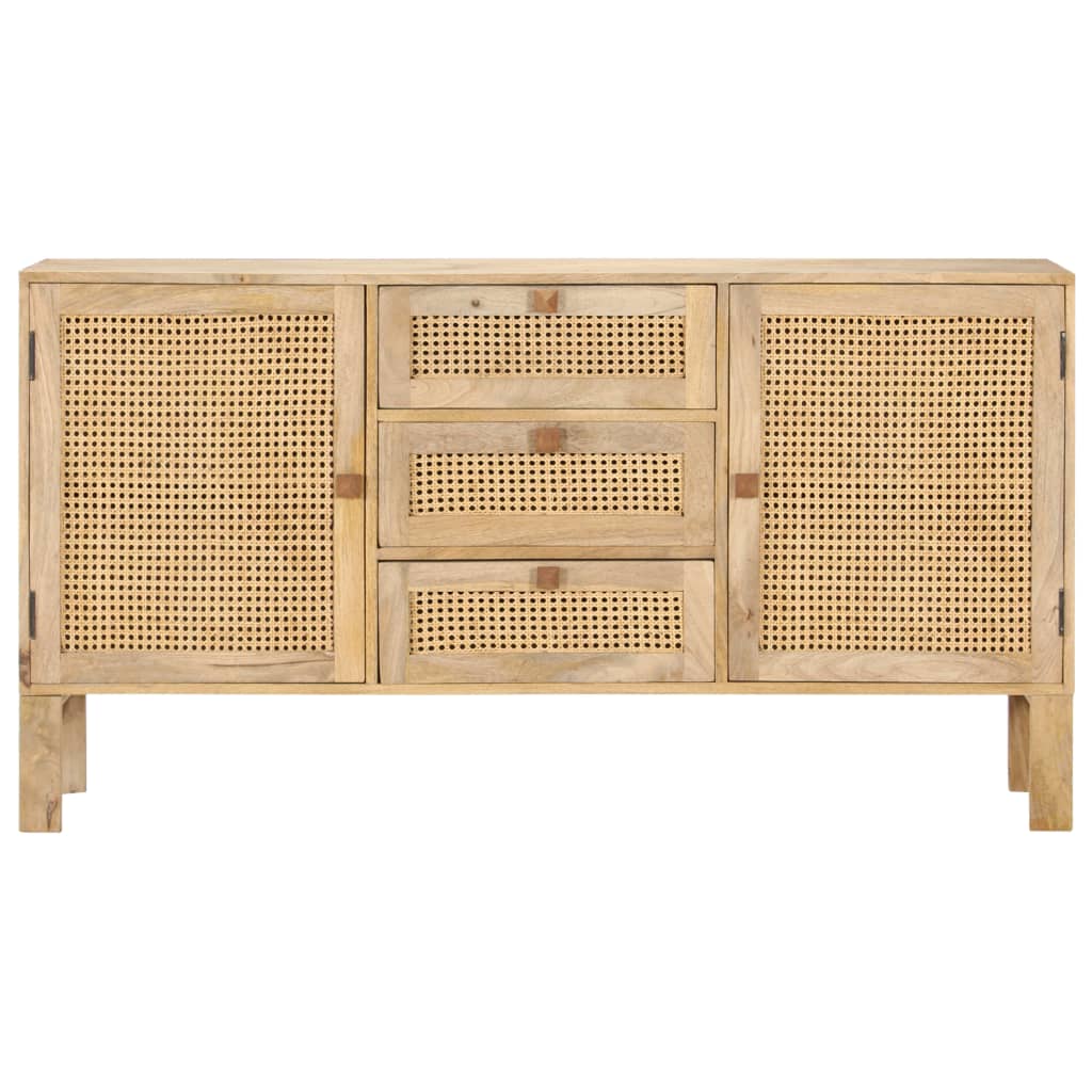 

vidaXL Dressoir 150x40x80 cm massief mangohout en natuurlijk riet