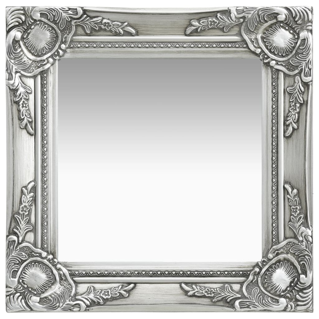 vidaXL vægspejl 40x40 cm barokstil sølvfarvet