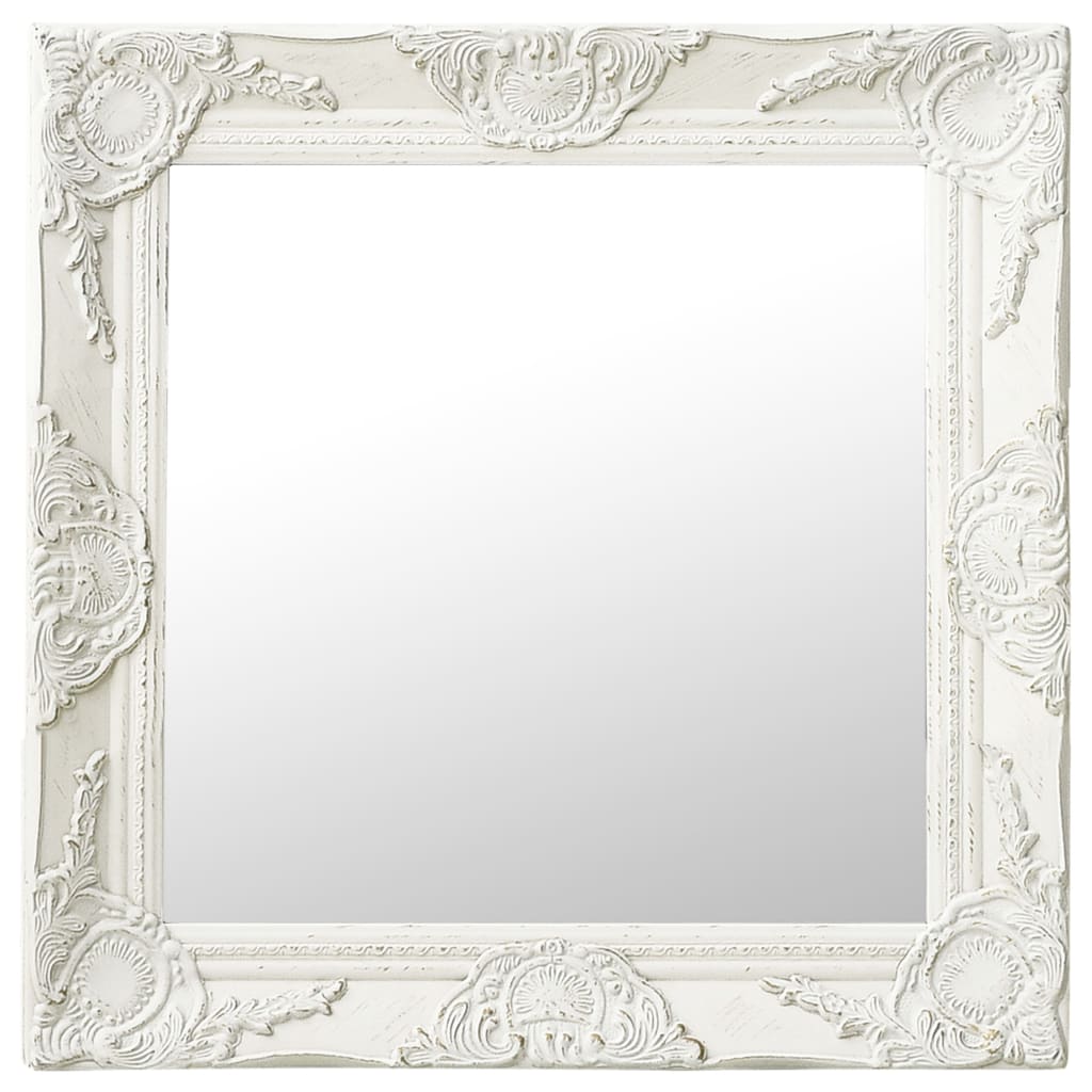 vidaXL Oglindă de perete în stil baroc, alb, 50 x 50 cm vidaXL