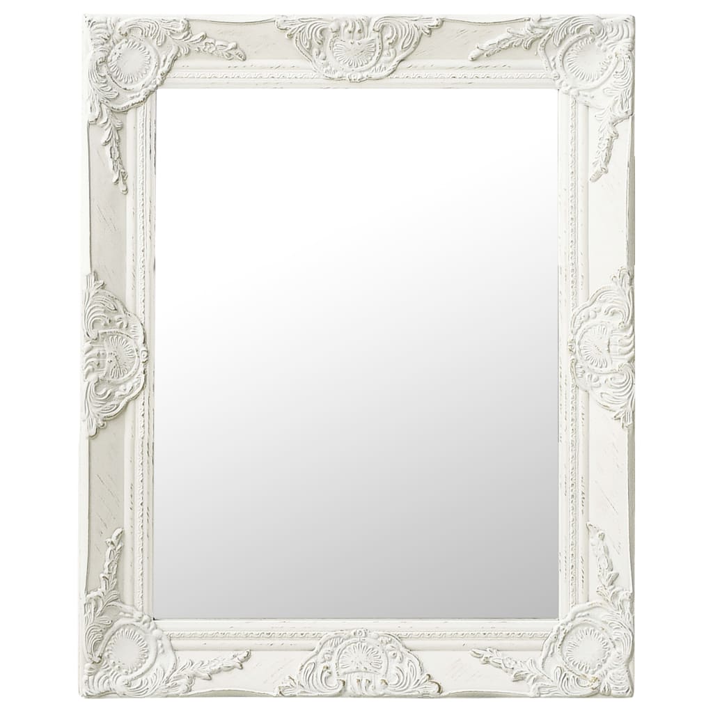Image of vidaXL Wall Mirror Baroque Style 50x60 cm White