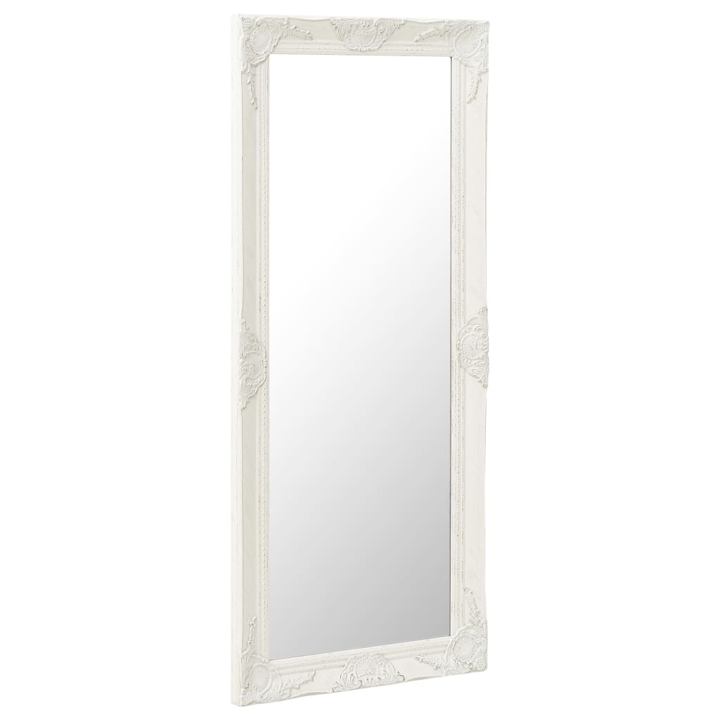 vidaXL Wall Mirror Baroque Style 19.7"x 47.2"White