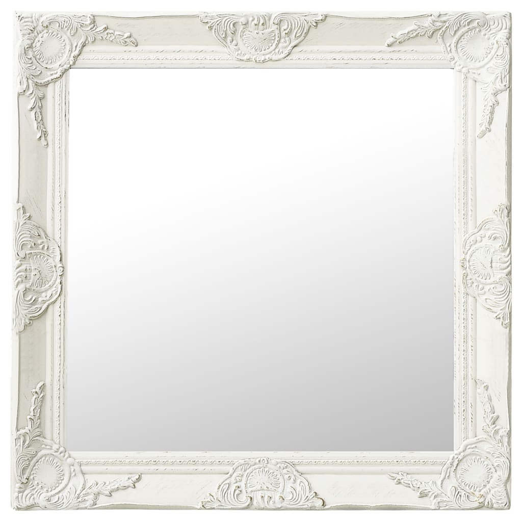 vidaXL Oglindă de perete în stil baroc, alb, 60 x 60 cm 
