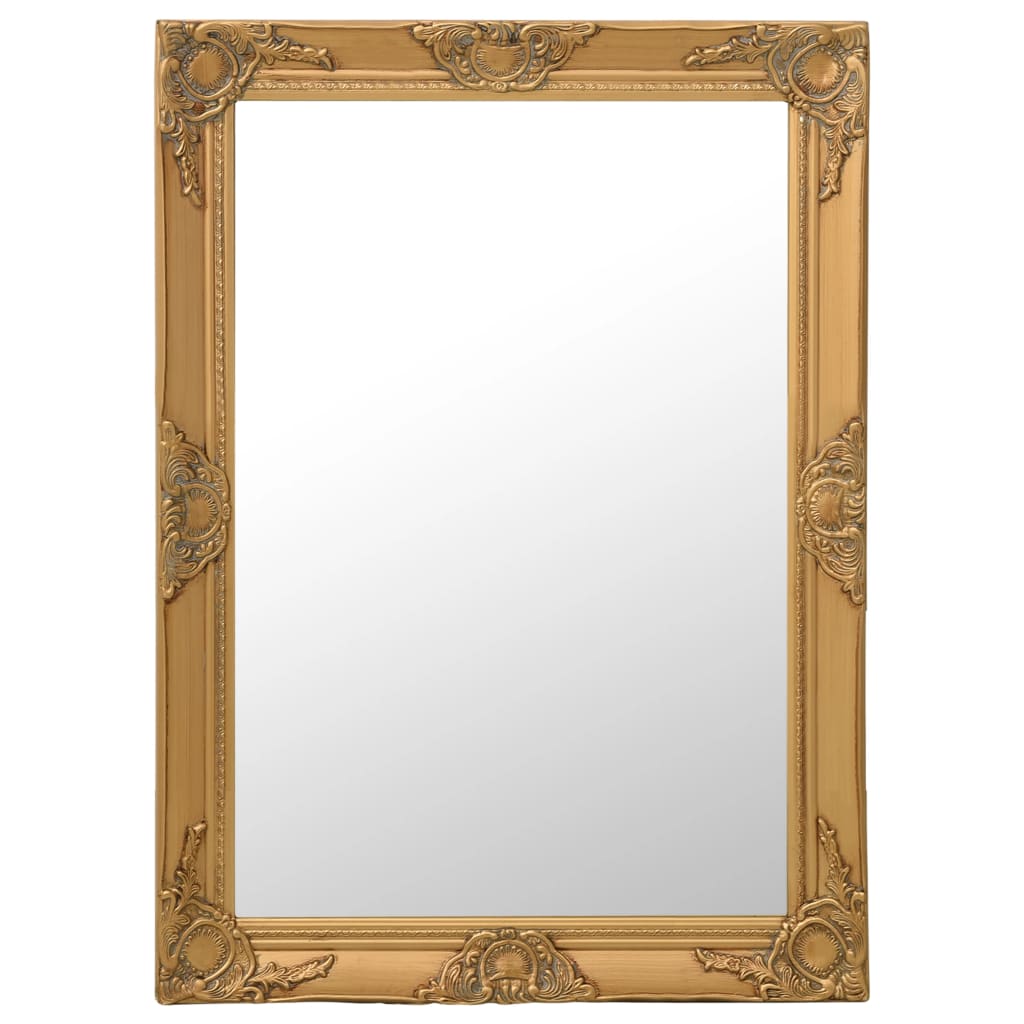 Farbe: GoldMaterial: Holz und GlasAbmessungen: 60 x 80 cm (L x B)Spiegelform: RechteckigMit Montagehaken