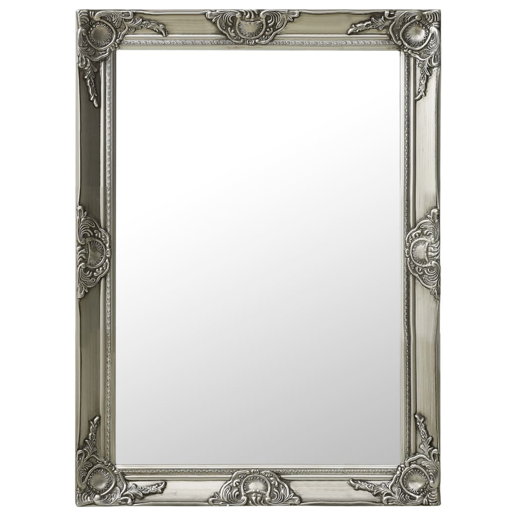 

vidaXL Wall Mirror Baroque Style 23.6"x21.5" Silver