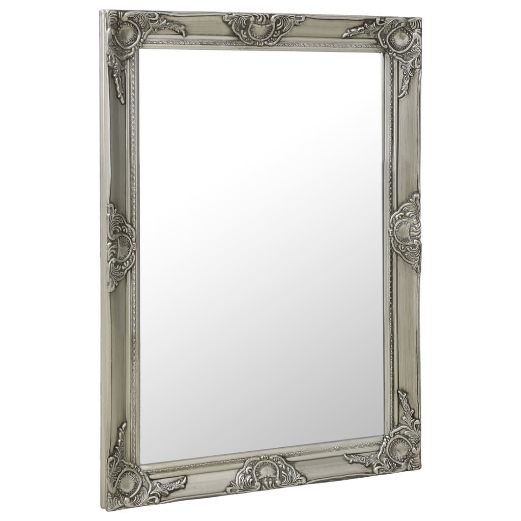 vidaXL baroka stila sienas spogulis, 60x80 cm, sudraba krāsā