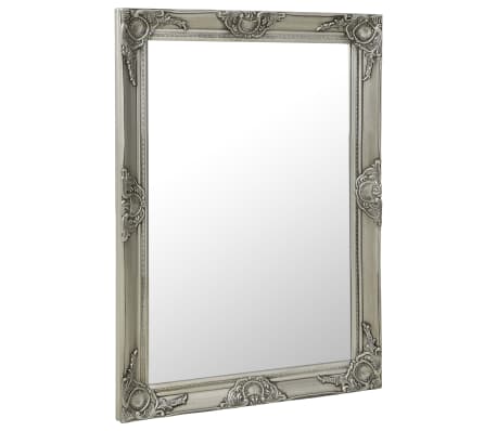 vidaXL Wall Mirror Baroque Style 23.6"x21.5" Silver