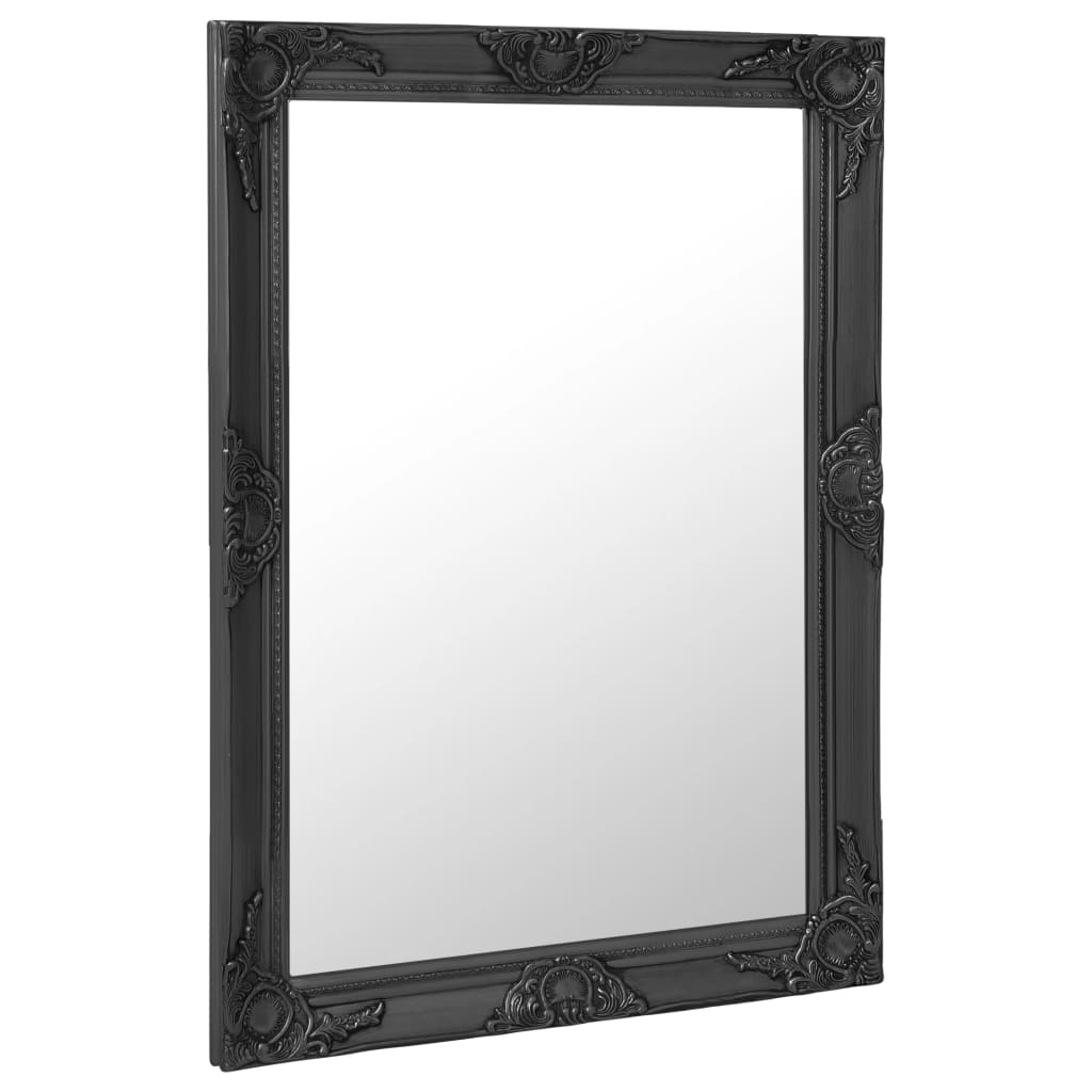vidaXL Stensko ogledalo v baročnem stilu 60x80 cm črno