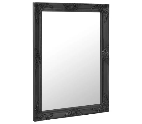 vidaXL Stensko ogledalo v baročnem stilu 60x80 cm črno